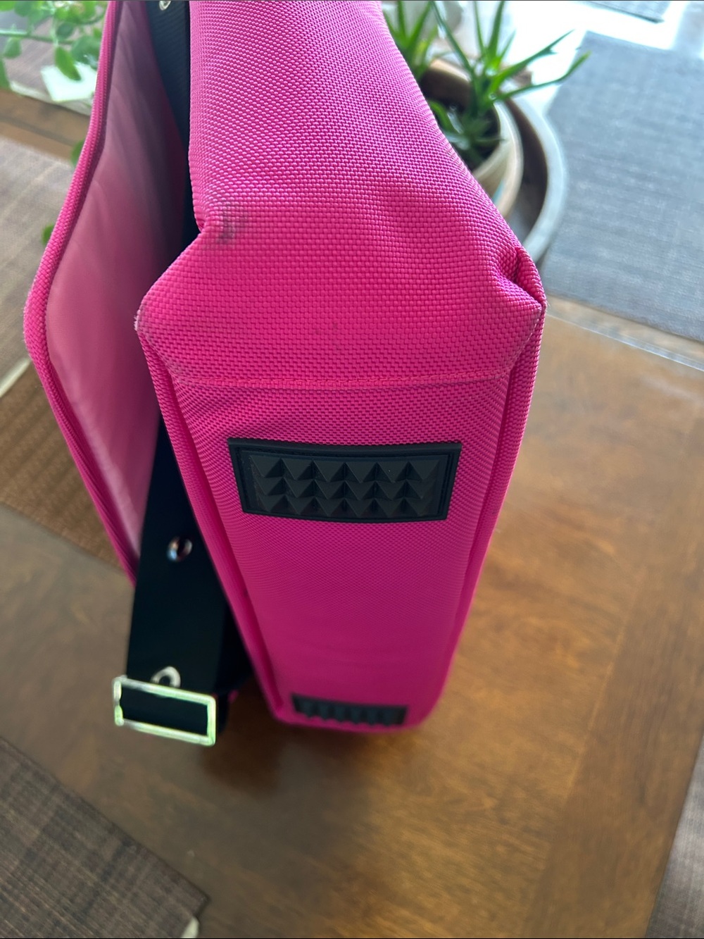 Magenta Floral Laptop Messenger Bag for Women - Picture 8 of 10